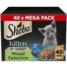 Sheba Sauce Collection Cat Food Pouch for Kitten Mixed Selection in Gravy 40x85g 5.62 per kilo