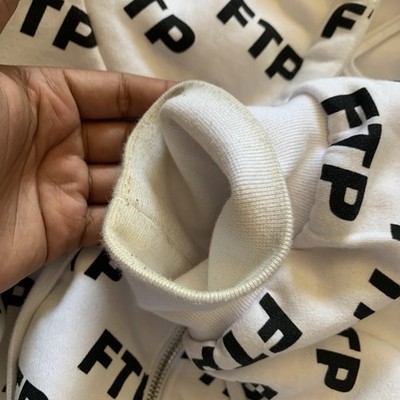 FTP All Over Logo Hoodie (white) Mens Pullover Size XL? REVERSIBLE