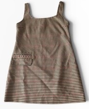 New Zara Sleeveless Gingham Checked Mini Dress S Black Beige Red Pocket NWT $79