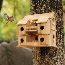 Bird House for Outside 10 Hole Bird House Room for 10 Birds Families, Large H...