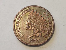 Hobo Nickel Style 1877 Indian Head Penny - Zombie Head