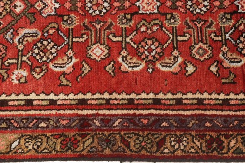 Semi-Antique Handmade Wool Runner Rug Red Tribal Design Narrow Carpet 2'5X9'2 ft - Picture 9 of 22
