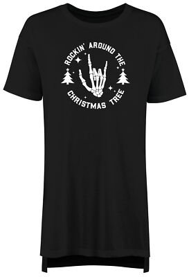 Rocking Christmas Tree Nachthemd Damen Skelett Hand Rock Goth Musik Nachthemd