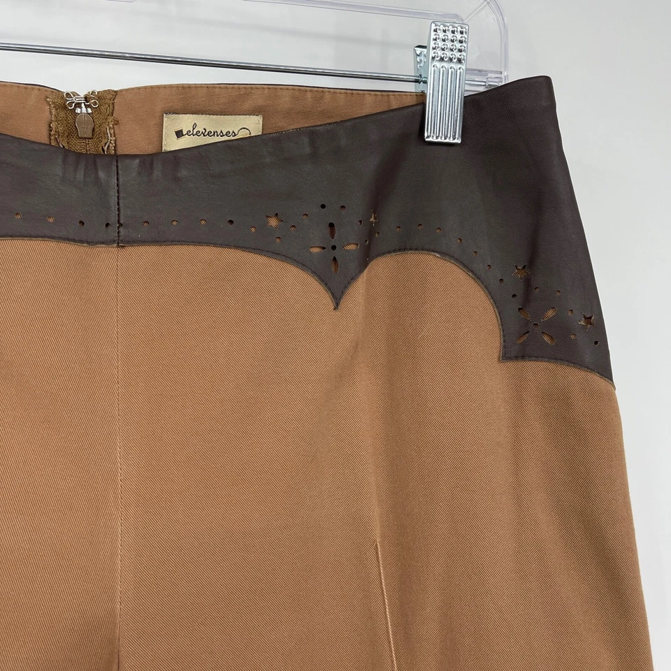 Elevenses Western Pants Brown Faux Leather Cutout Cotton Spandex Womens 10 - Image 3 of 4
