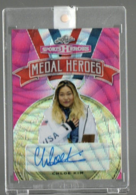CHLOE KIM 2018 LEAF SPORTS HEROES AUTO RC #d 5/5 Pink Wave OLYMPIC GOLD MEDALIST