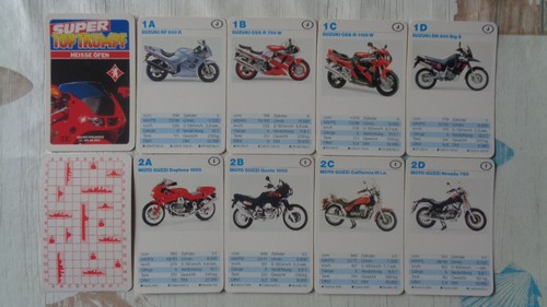 Quartett Motorrad Suzuki Moto Guzzi Yamaha Honda Ducati BMW Bimota