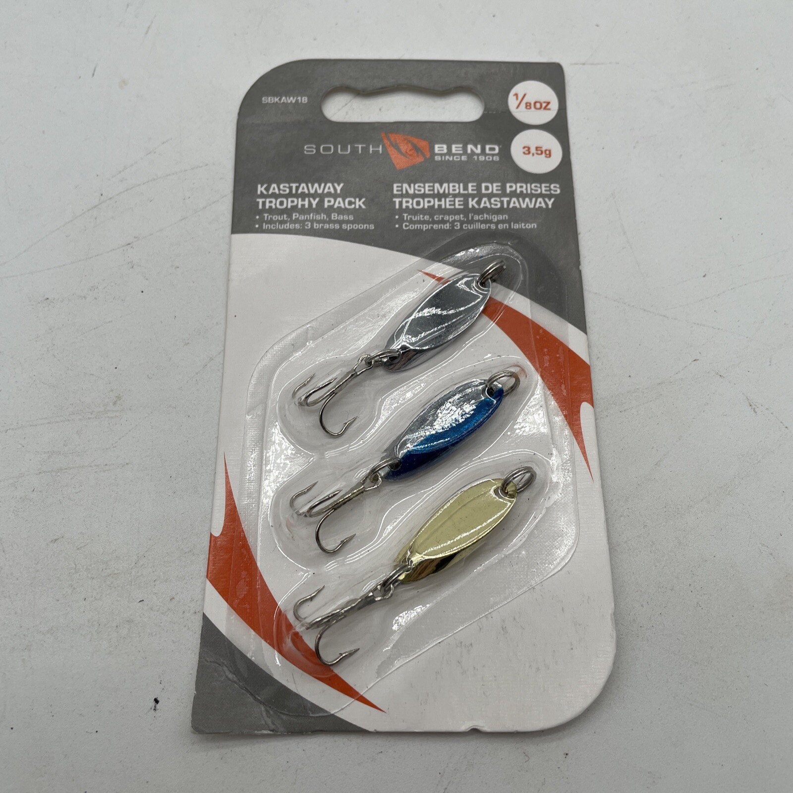 PACKAGE OF 3 - SOUTH BEND 1/8 OUNCE KASTAWAY ICE FISHING JIGS / SPOONS