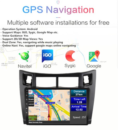 9'' Car Stereo Radio GPS WIFI 3G 4G BT DAB Mirror Link OBD For Toyota Yaris - Foto 4 di 11