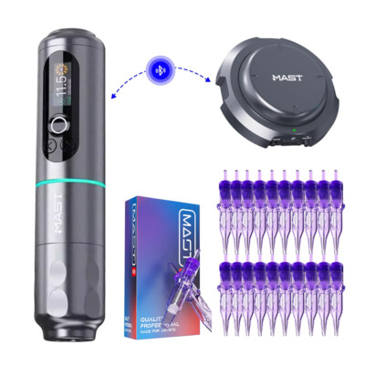 Mast Archer2 Wireless Tattoo Maschine Set Rotary Pen Akku Fußpedal Nadeln 3,5 mm