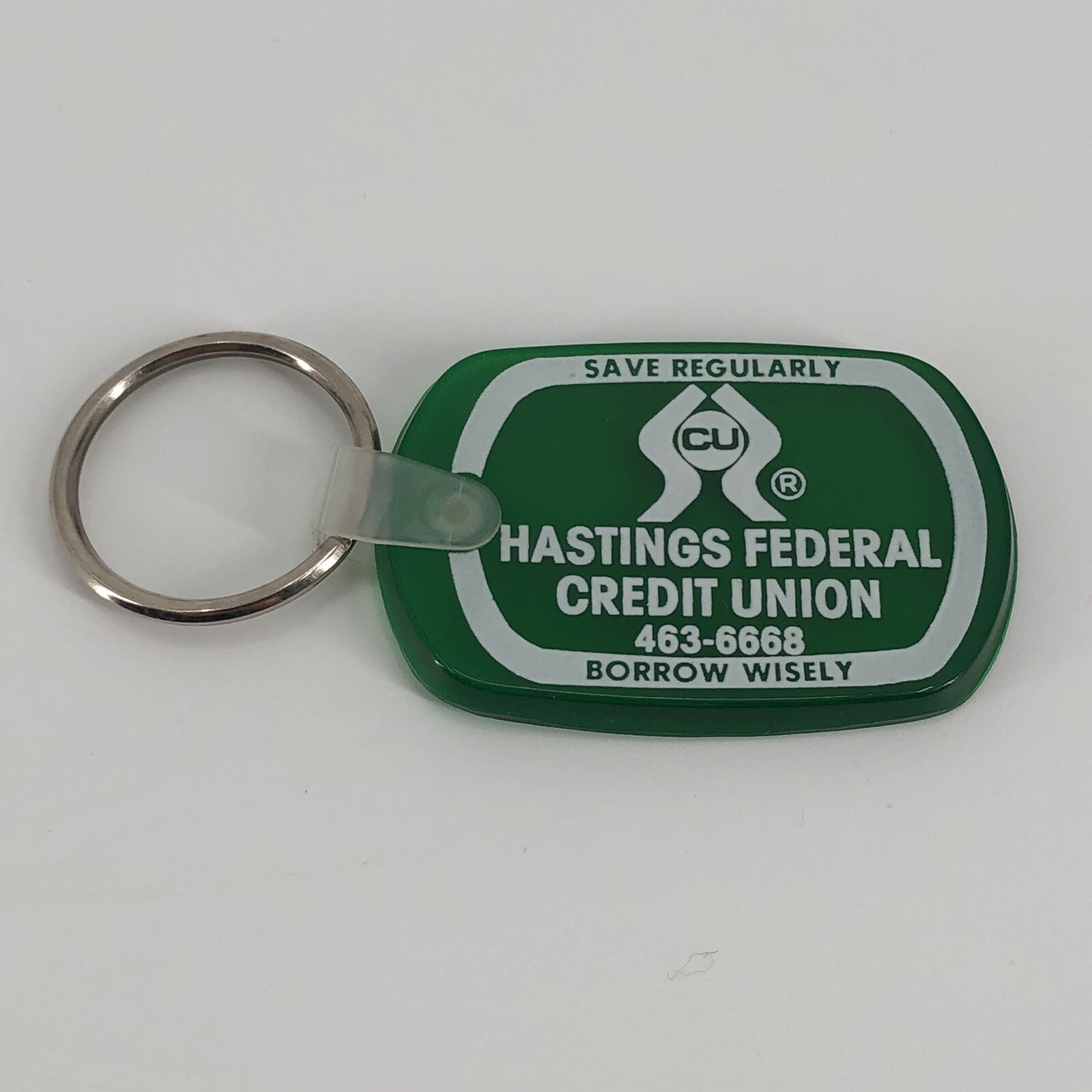 Hastings Federal Credit Union Rubber Advertising Keychain - Nebraska Key Ring