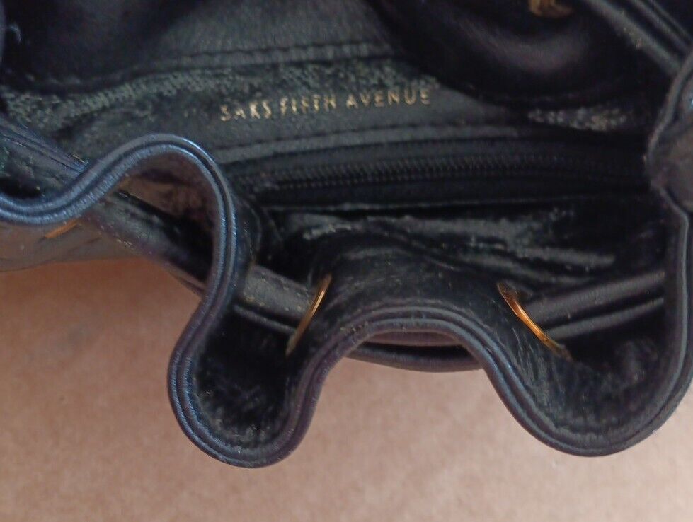 VTG Saks Fifth Avenue Black Leather Mini Shoulder… - image 9