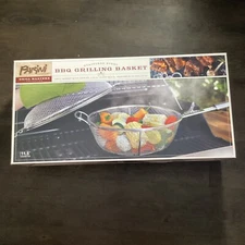 Parini Stainless Steel BBQ Grilling Basket With Locking Lid, 11.5" Diameter