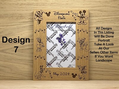 Personalisierter gravierter Disneyland \ Disney World Fotorahmen 4x6'' Portrait Design