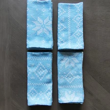 Blue Snowflake Cloth Dinner Napkin Silver Tinsel Set of 4 18.5x18 Holiday Winter