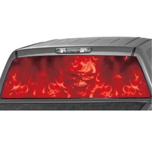 Fit For Dodge Ram 1500 Car Sticker Rear Window Flaming Skull Decal Graphics Trim