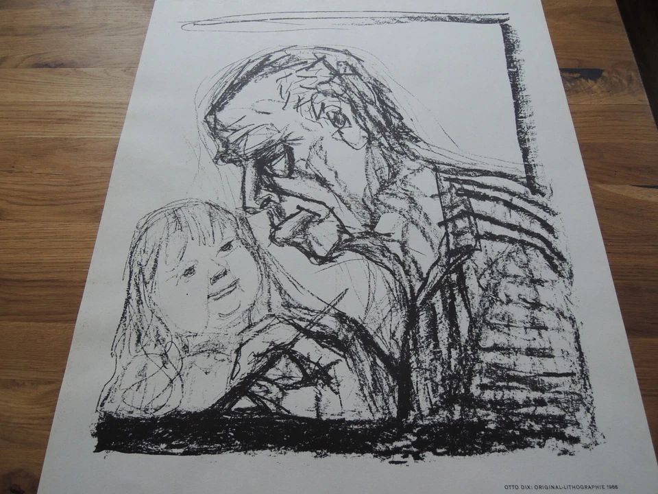 Otto Dix Original Lithographie 1966 guter Zustand 48x73 cm Galerie Nierendorf - Bild 3 von 4