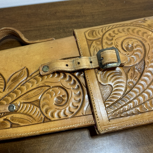 Vaina para rifle de cuero Tooled 45" cola blanca ciervo montañas estuche de 2 piezas para pistola - Imagen 16 de 16