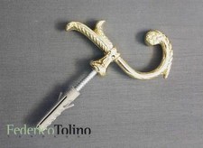 Gancio ottonato e bronzato fermatenda reggitenda a parete con tassello