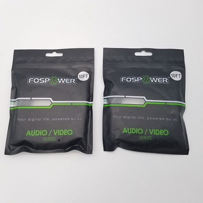 Lot of 2 Fospower Mini Toslink to Toslink S/PDIF Fiber Optic Audio Cables 10ft