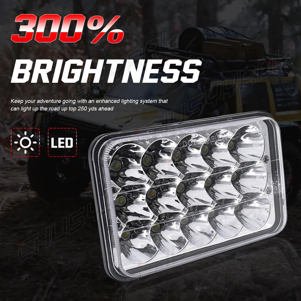 4件装适用于吉姆西C4500 C5500 Topkick 2003-2009 4x6英寸LED车头灯高/低DRL — 第 2/4 张图片