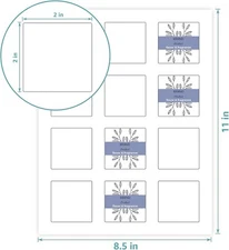 300 2" x 2" Square Labels, Inkjet or Laser Printer, Waterproof, Teal Resistant