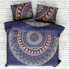 Elephant Mandala Boho Comforter Cover Bedding Throw Indian Handmade Duvet Cover