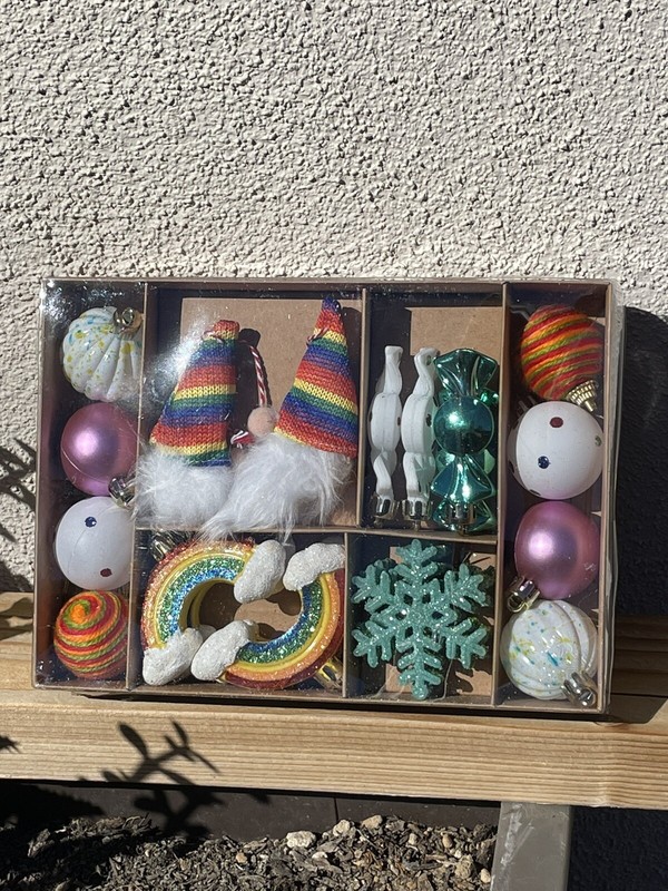 22 Holiday Time Christmas Tree Mini Rainbow Gnomes Balls Snow Ornaments LGBTQIA+