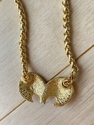 Collier Vintage Années 80 Métal Tressé Doré Avec Strass - Longueur 38 Cm, Style Perles