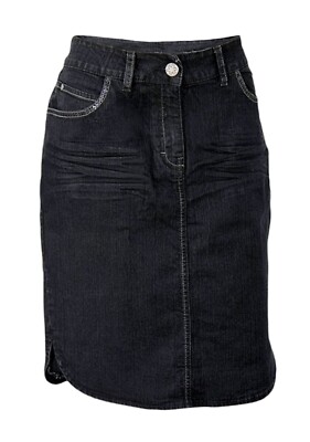 Damen schwarz Ms Mode dehnbar Paillettenbesatz Denim Jeans Übergröße Damenrock 