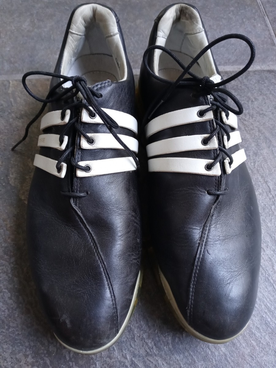 Adidas Traxion Golf Shoes Adipure Size 10 Mens Black Leather