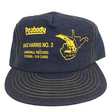 Vtg Peabody Coal Energy Denim Cap Logo Made USA Snap Back Trucker Baseball Hat