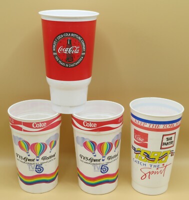 4 Coca-Cola plastic cups, 16fl oz 500ml Ross Sage's catering, Liberty Centennial