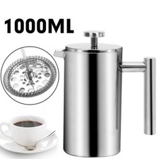 1L French Press Kaffeebereiter Edelstahl Doppelwandig Kaffeekanne Kaffeepresse