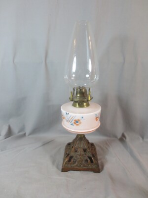 Antique Victorian British Make  Oil Lamp  & Chimney Shepards Hut Farmhouse