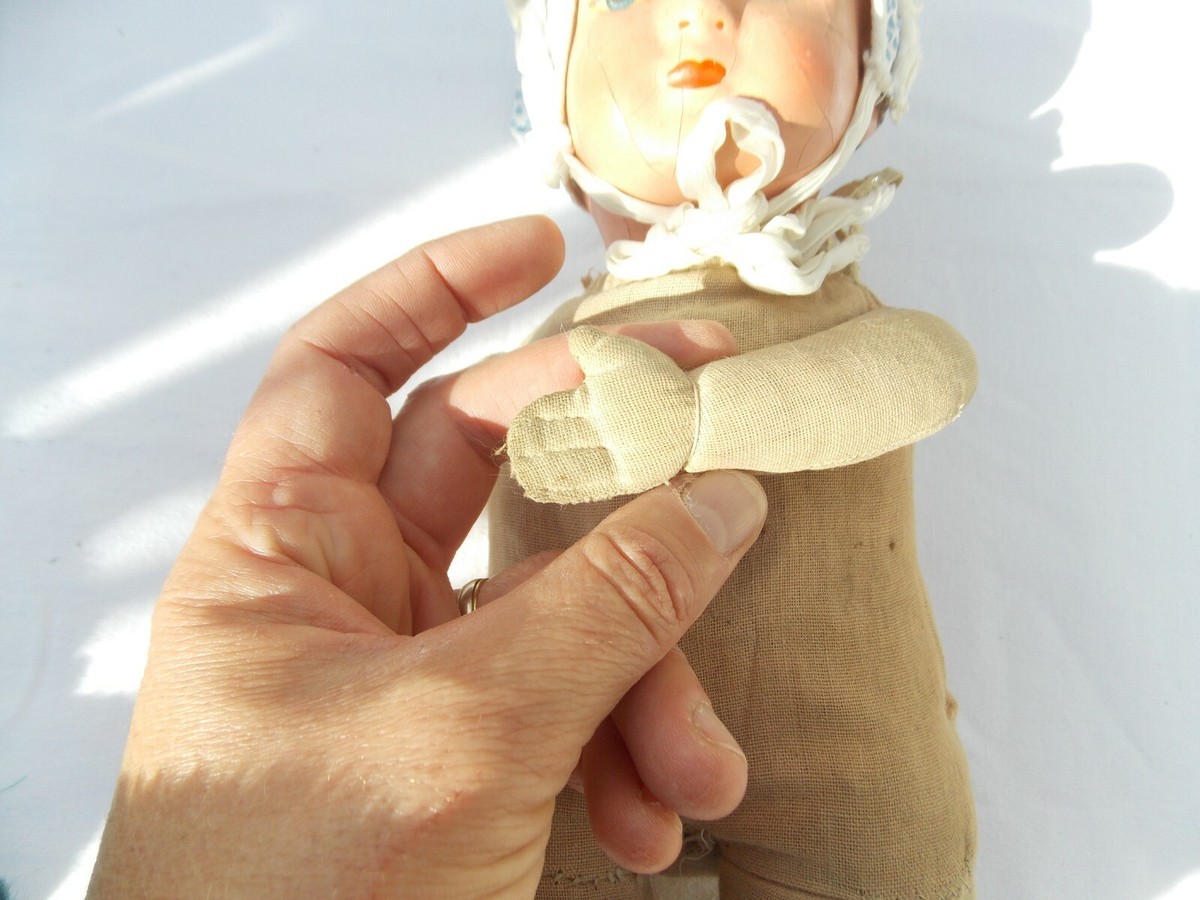 Ancien Bébé Poupon Corps En Paille – Poupée Vintage, Peau Foncée