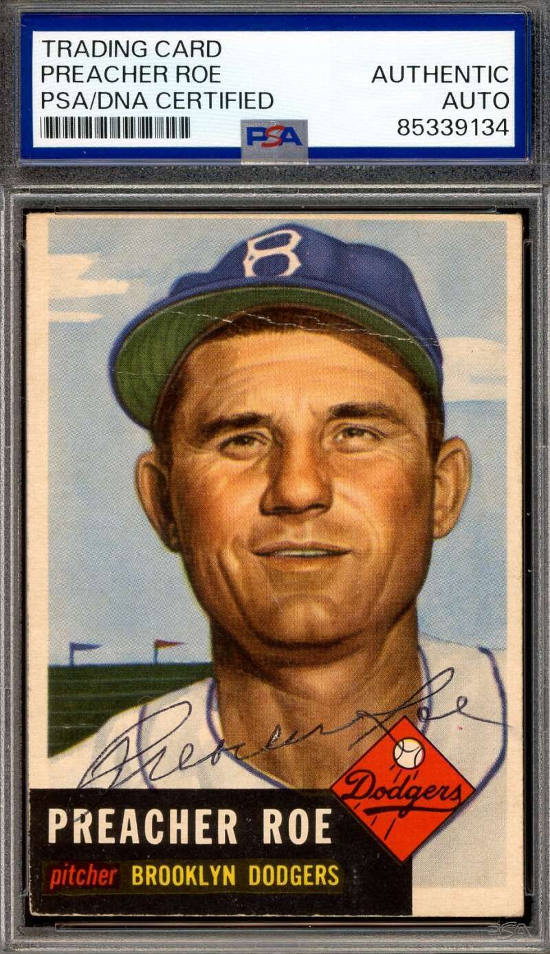 Preacher Roe PSA DNA Vintage Signed 1953 Topps Autograph