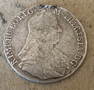 1777 VC S Austria Hungary 1/2 Thaler Silver Coin Maria Theresa