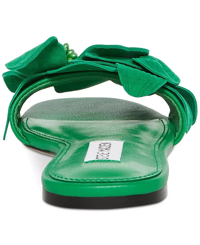 Steve Madden Z7891* Green Leather Melena Flower Flat Slide