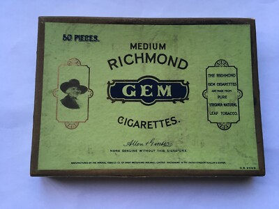 VINTAGE ALLEN&GINTER MEDIUM RICHMOND GEM 50 SIZE CIGARETTES DUMMY BOX