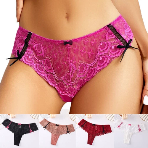 5 Pack Lot Sexy Womens Full Lace Panties Thong G string High Leg Underwear Brief - Picture 4 of 28