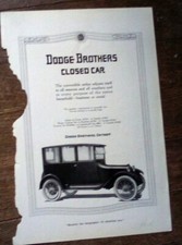 1918 Dodge Brothers Print Ad - Closed Car  - Wwi Era