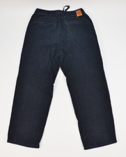 Y2K Empyre Corduroy Skate Pants Drawstring Relaxed Baggy Wide Leg Fit Black 28"