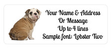 BULLDOG PUPPY Personalized Return Address Labels 1 X 2 5/8 inches