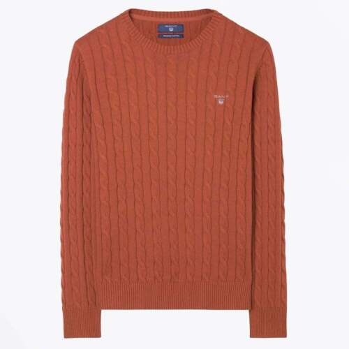 GANT Men's Rust Melange Cotton Cable Crew Sweater 80051 Size M NWT - Picture 1 of 1