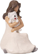 Woman with Dog Figurines, Resin Angel Dog Figurine for Dog Lovers, Sympathy Dog