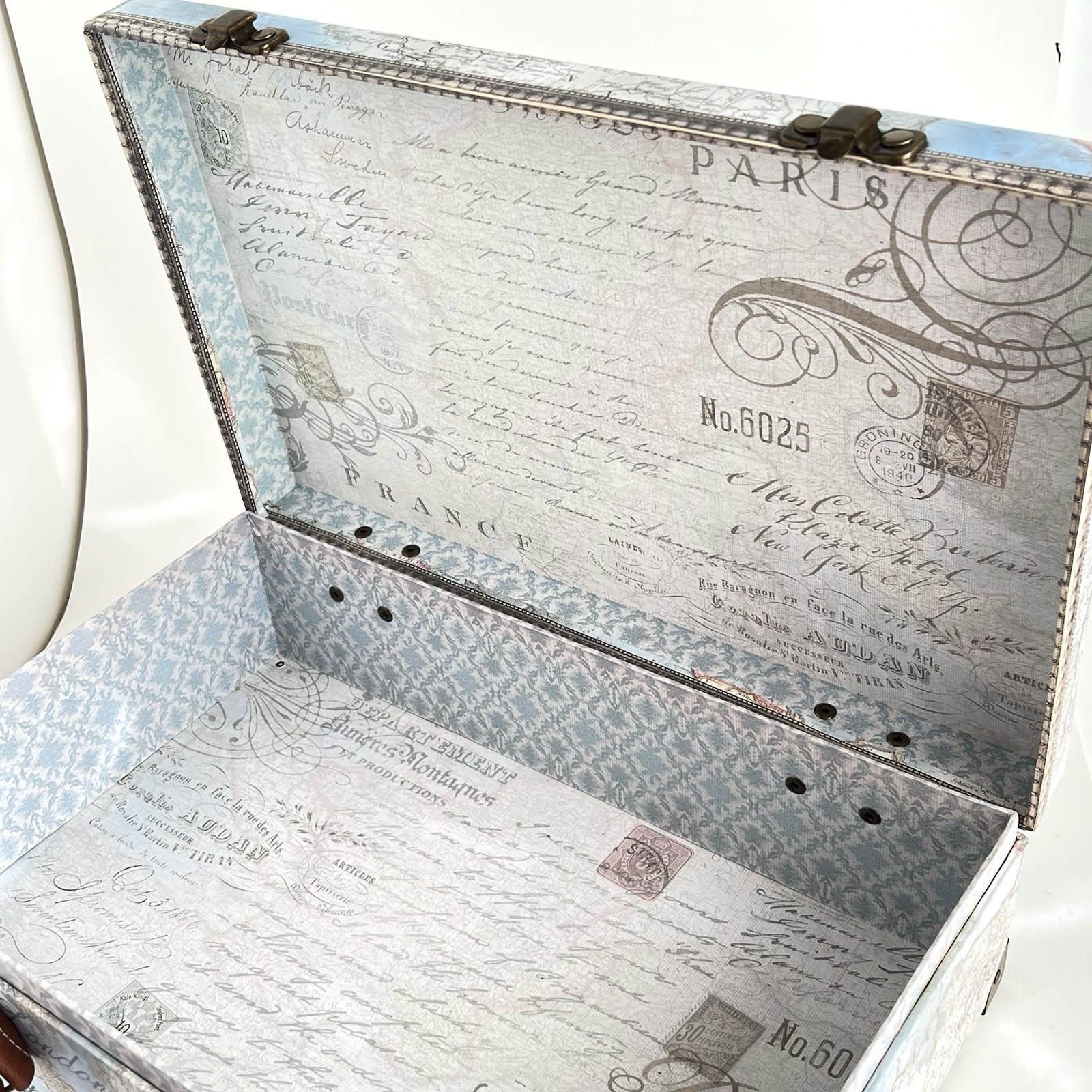 Punch Studio Large Suitcase Decorative Storage Box European Cities Paris  15”