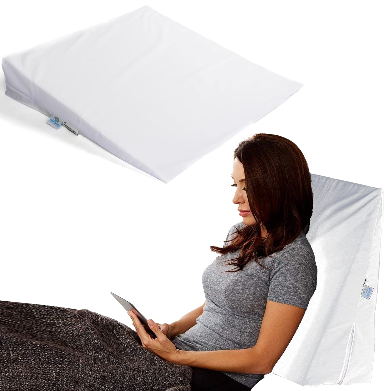 Hermell Bed Wedge Pillow for Back Pain Relief & Comfortable Sleep Support  