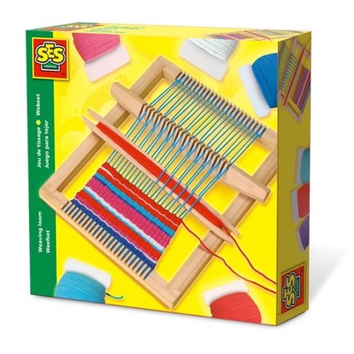 SES Creative Webrahmen Holz 60 m bunte Wolle Webkamm & Schiffchen