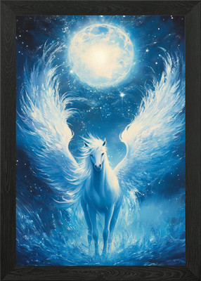 Gerahmtes Wandbild Mondlicht Pegasus Poster Leinwanddruck Bild