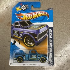 2012 Hot Wheels Walmart Redline#140 City Works 10/10 CUSTOM 69 CHEVY PICKUP Blue